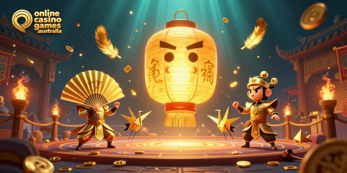 Experience thrilling online casino games in Australia with a vibrant 3D night market scene.